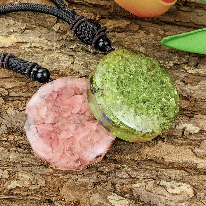 Chakela Metatron Cube Orgonite Olivine Pink Rose Quarz Crystal Reiki Necklace Energy Pendant Yoga Healing Hexagram Charm Jewelry