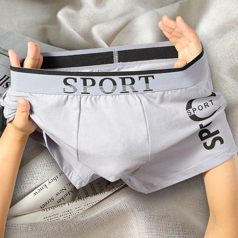 Men’s Cotton Sports Boxer Briefs Large Size Breathable Shorts Male Student Trendy Youth Underwear