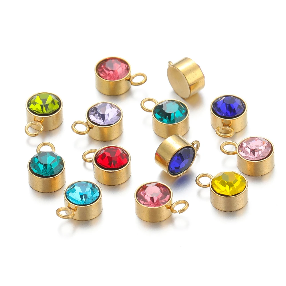 20pcs Gold Stainless Steel Zircon Beads Charms Pendant Jewelry Findings for DIY Woman Jewelry Necklace Findings Earrings Making