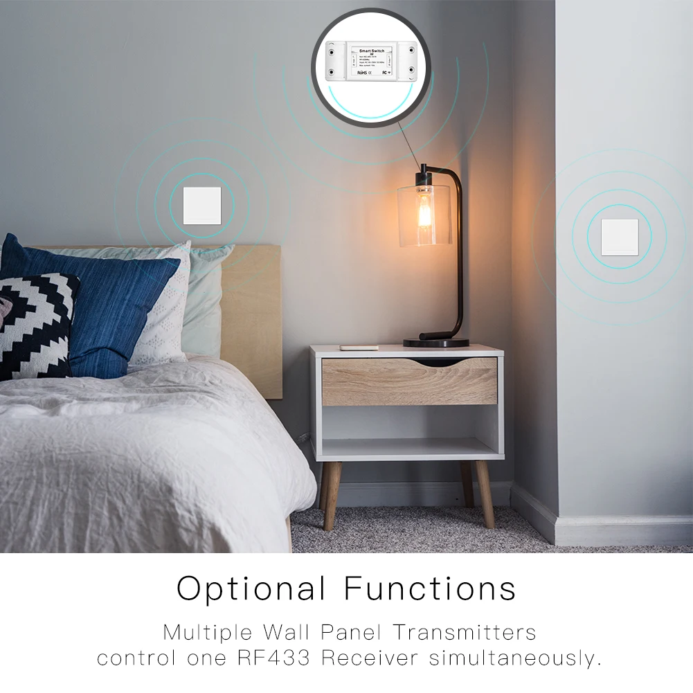 GERMA-interruptor inteligente inalámbrico, receptor de Control remoto RF, controlador de botón pulsador, transmisor de Panel de pared para puerta de lámpara de luz, 433Mhz