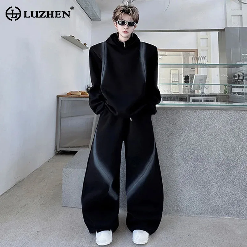 

LUZHEN модные красивые уличные комплекты из двух предметов, мужские 2024, новые оригинальные толстовки в полоску с принтом тай-дай, пуловер, свободные повседневные брюки JY5873