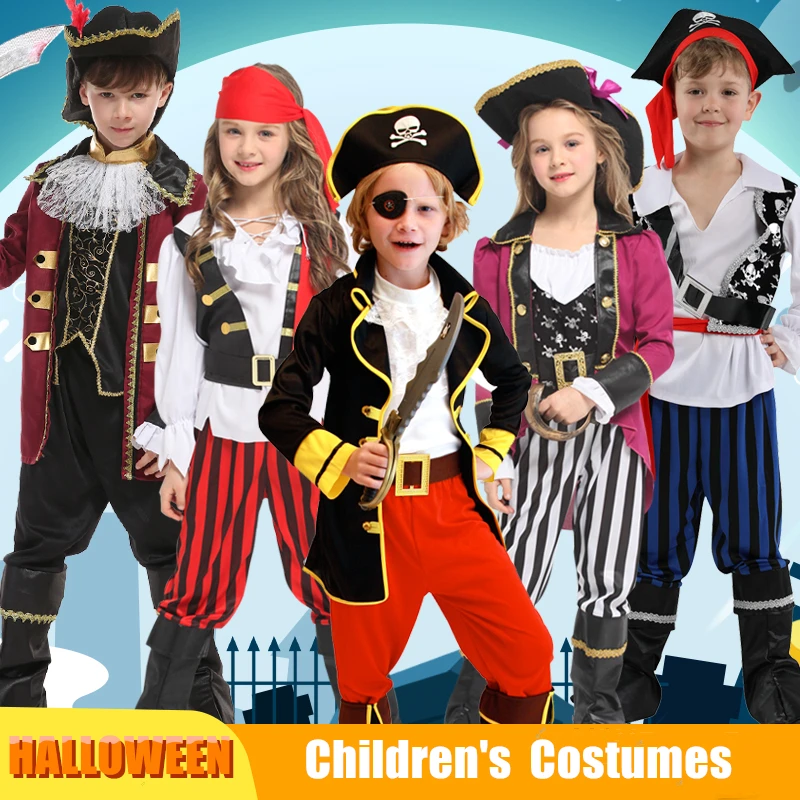 -disfraces de pirata para niños, fiesta navideña de Halloween, disfraz de piratas y marineros para niños y niñas