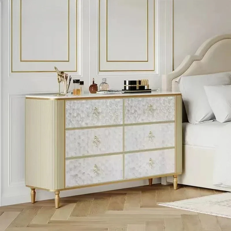 

KItalian light luxury six-chest cabinet modern simple living room shell decorative partition cabinet bedroom solid wood drawer