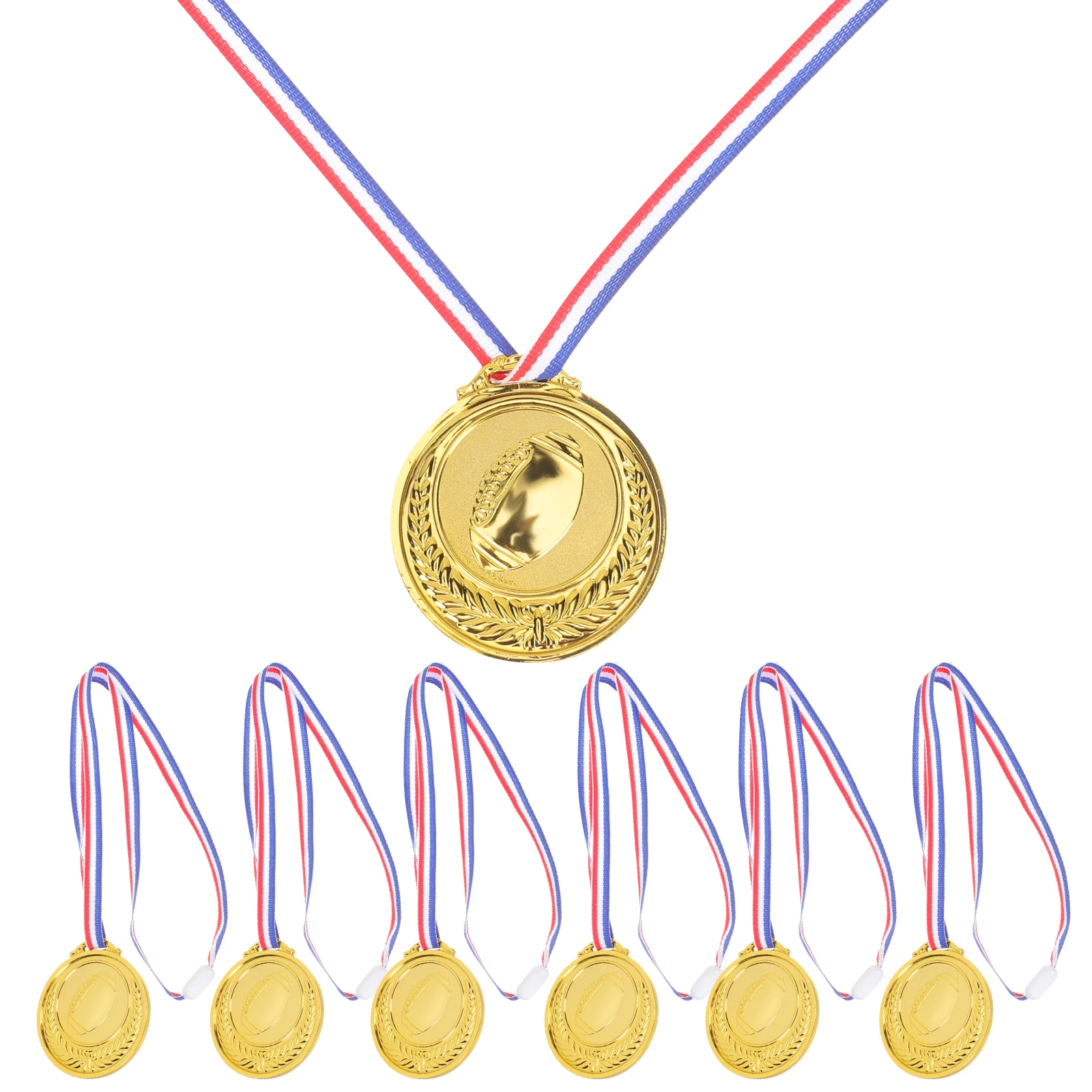 

6pcs Sports Meeting Awards Party Competition Decorative Reward Winner Plastic Accessories Simulation Gold Medal Party