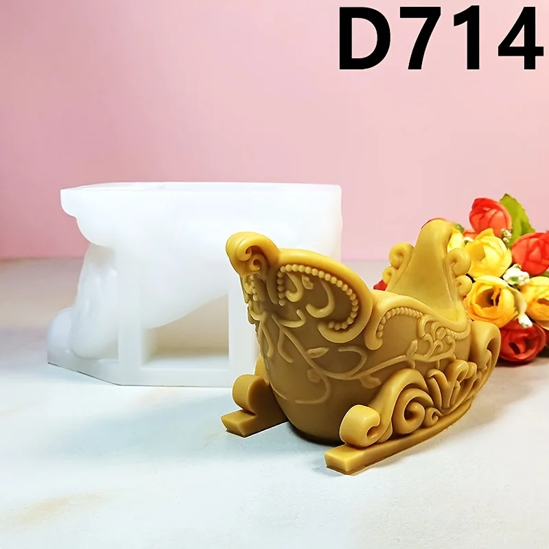 Sleigh Shape Candle Silicone Mold Sleigh Pirate Ship Candle Mould Resin Plaster Cement Concrete Molds Home Decor Christmas gift