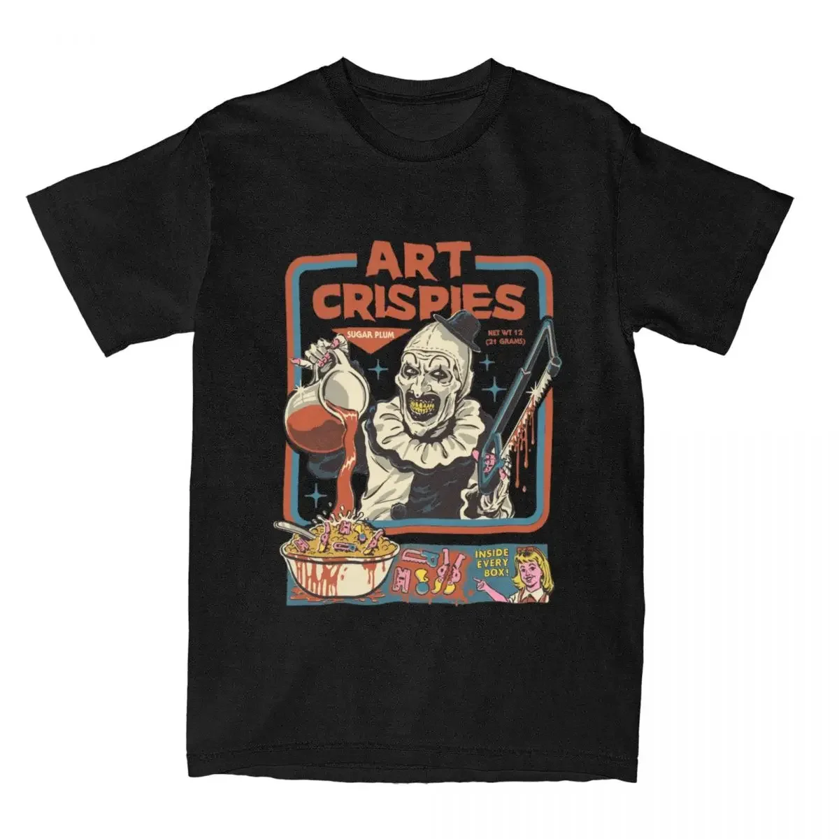 Art Crispies Terrifier Clown Shirt Apparel Men Women's Pure Cotton Fashion Retro Horror Tee Shirt Clothes Graphic Printing