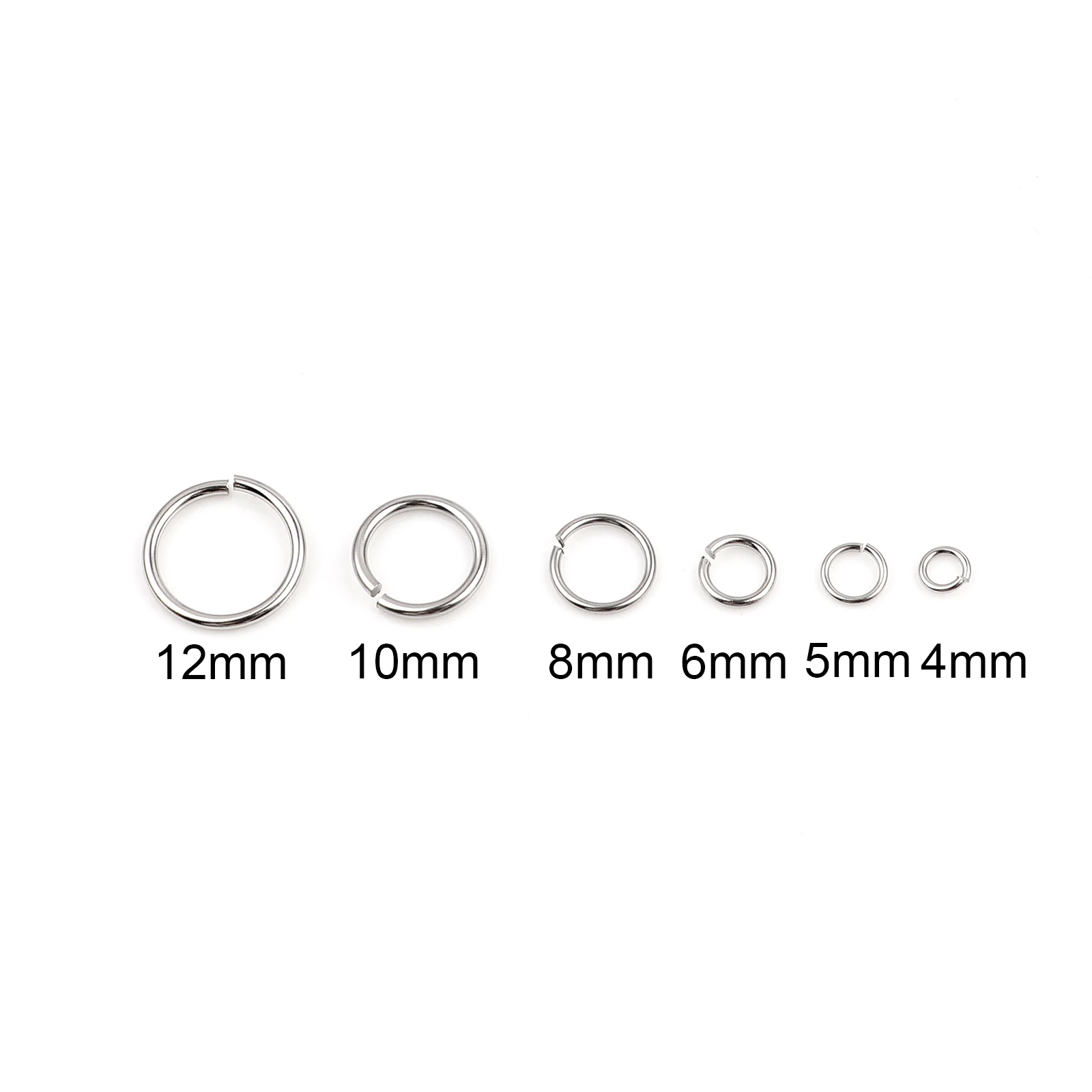 0.5mm-1.8mm Stainless Steel Open Jump Rings Findings Round Silver Color 4mm-16mm DIY Making Keychain Necklace Jewelry,100PCs