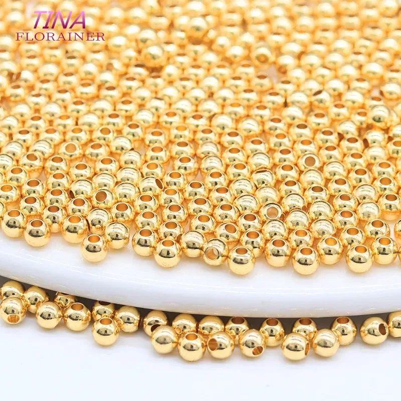 

Wholesale Gold Plated Brass Spacers Beads Smooth Round Seamless Beads For Jewelry Making Bulk Bracelet Necklace Beads