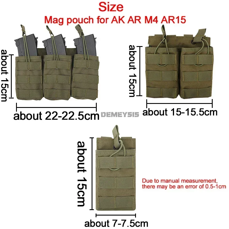 Bolsa para revistas individual/doble/Triple de nailon 1000D, bolsa táctica M4, bolsa para revistas Molle Paintball Airsoft