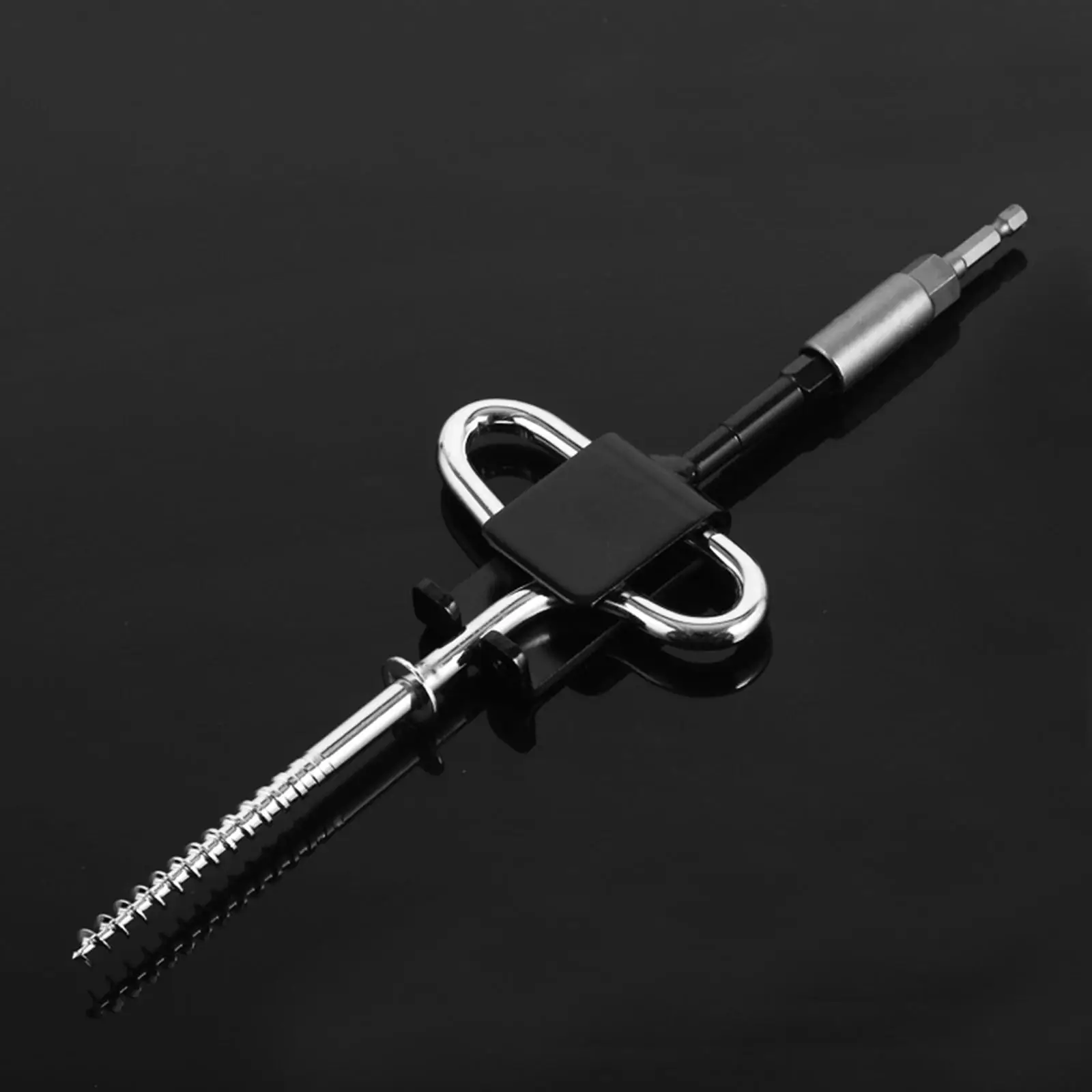 Ice Anchor Drill Adapter with Sleeve Ice Anchor Tool Durable Black Portable