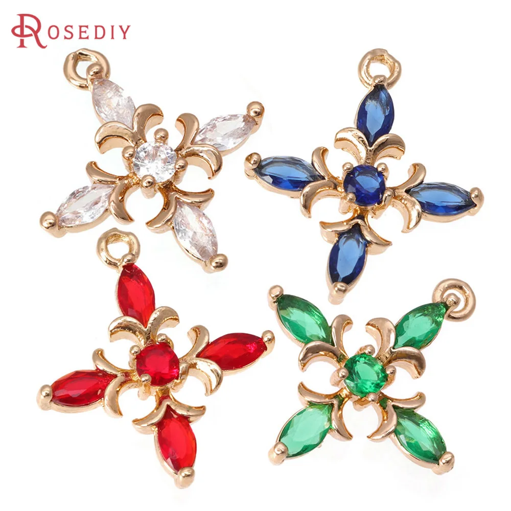 

6PCS 18K Gold Color Brass and Zircon Cross Charms Pendants High Quality Diy Necklace Earrings Charms Jewelry Making Accessories