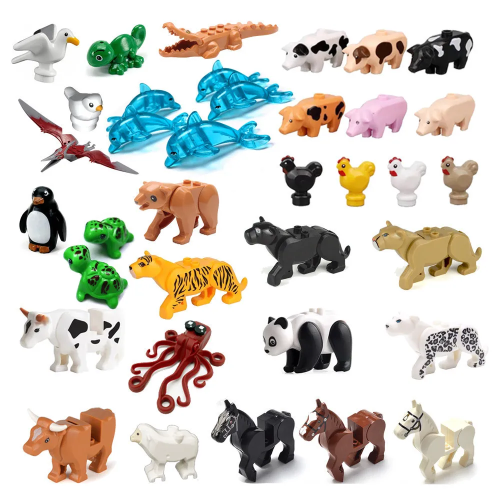 MOC Turtles Bird Dolphin Figure Model Building Blocks Compatible Mini Animals Building Blocks for Children Bricks Kids DIY Toys