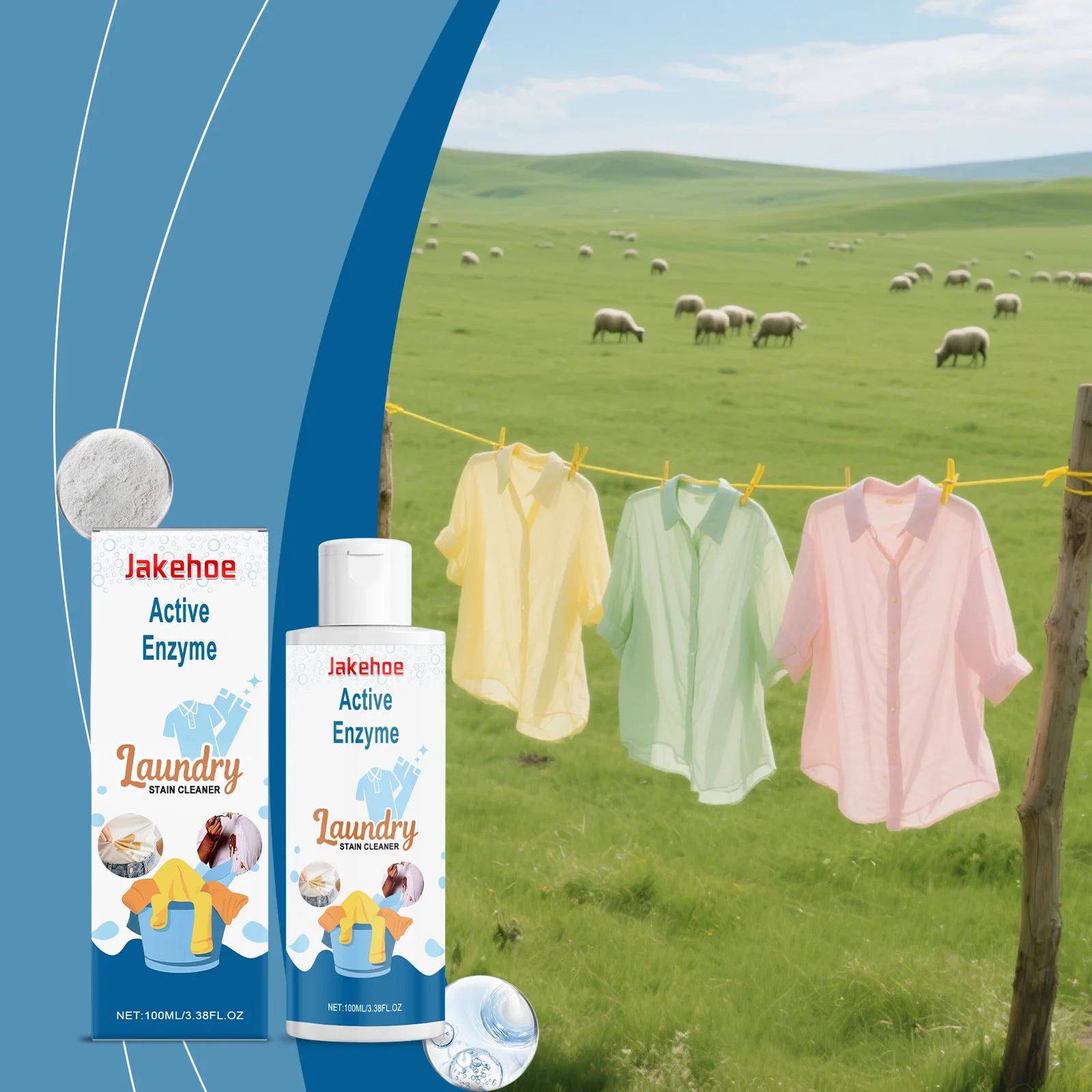 Laundry Stain Remover Gentle Fabric Cleaner for Hand & Machine Wash Protect Clothes Fresh Pleasant Scent