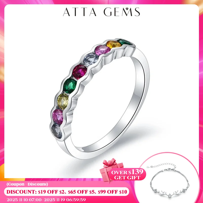 

ATTAGEMS Round Shaped 2.5mm Create Corundum Ring for Women Man 100% 925 Sterling Silver Christmas Ring Top Fine Jewerly Party