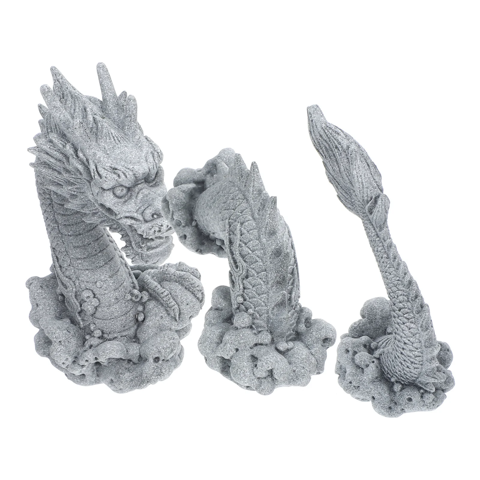 

Dragon Sculpture Sandstone Large Three-Part Design Decorative Artware for Home Garden Indoor Outdoor Desktop Decor