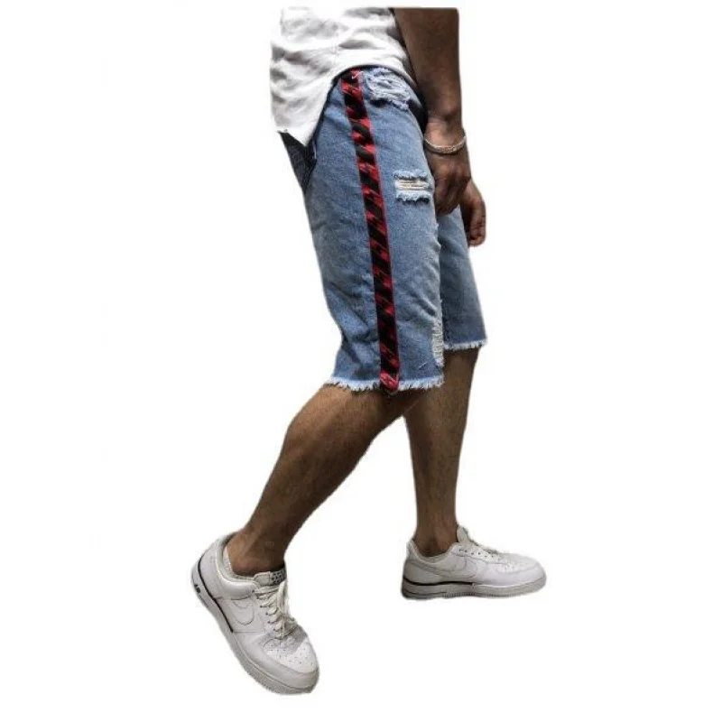 نمط جديد ممزق الرجال منتصف طول السراويل المحطة الأوروبية الشريط الرجال منتصف طول السراويل #5