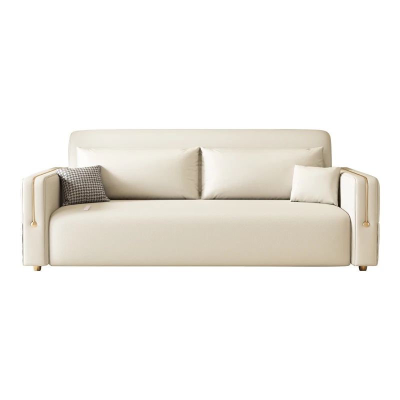 LTT cream wind foldable electric sofa bed multi-functional dual-purpose small apartment push-pull telescopic bed