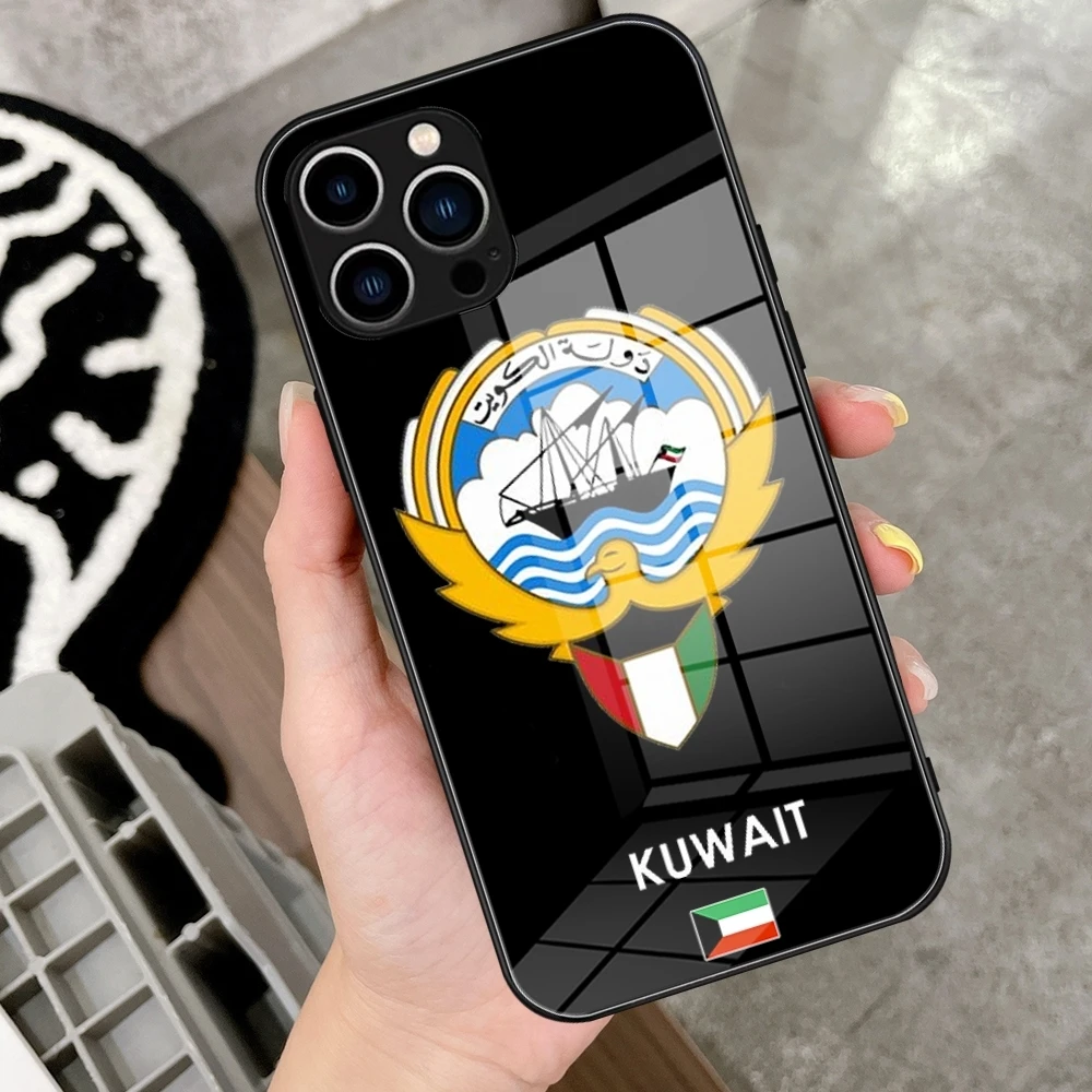 Kuwait Passport Flag Map Phone Case Tempered Glass For IPhone 15 14 13 12 11 Pro Max Plus Samsung S24 Ultra S23 Fe S22 Covers