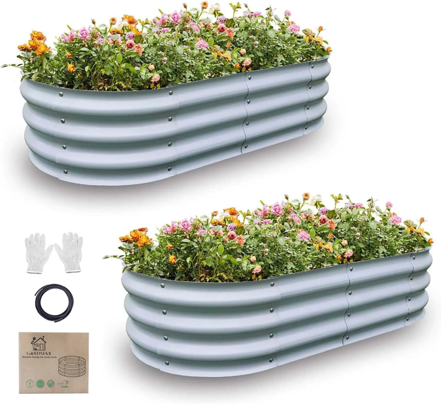 

2-Pack Galvanized Raised Garden Bed, Easy Assembly Outdoor Planter Box for Vegetables Fruits Flowers