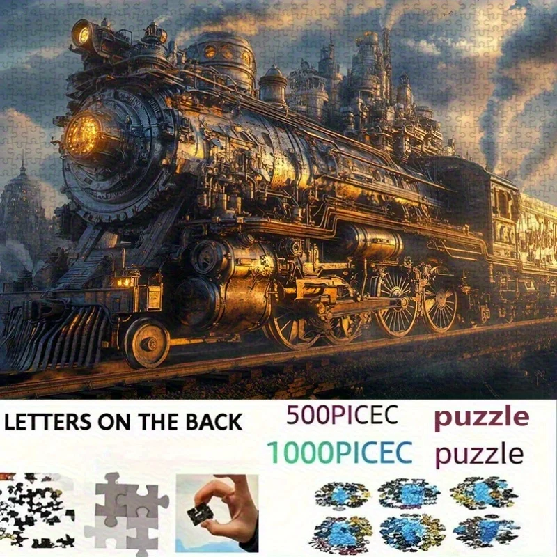 500-1000 шт. большая игрушка-головоломка с механическим поездом-сложная интеллектуальная игра с детальным металлическим дизайном локомотива, смешанная