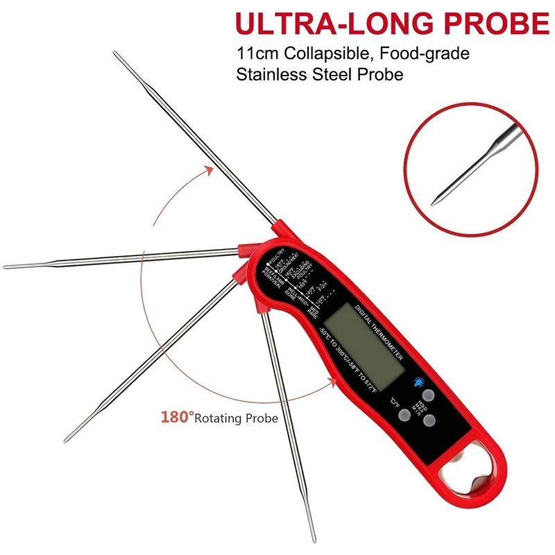 A25F-Kitchen Digital Food Thermometer Instant Read Meat Thermometer Probe For Cooking, BBQ, Grill And Oil Deep Fry