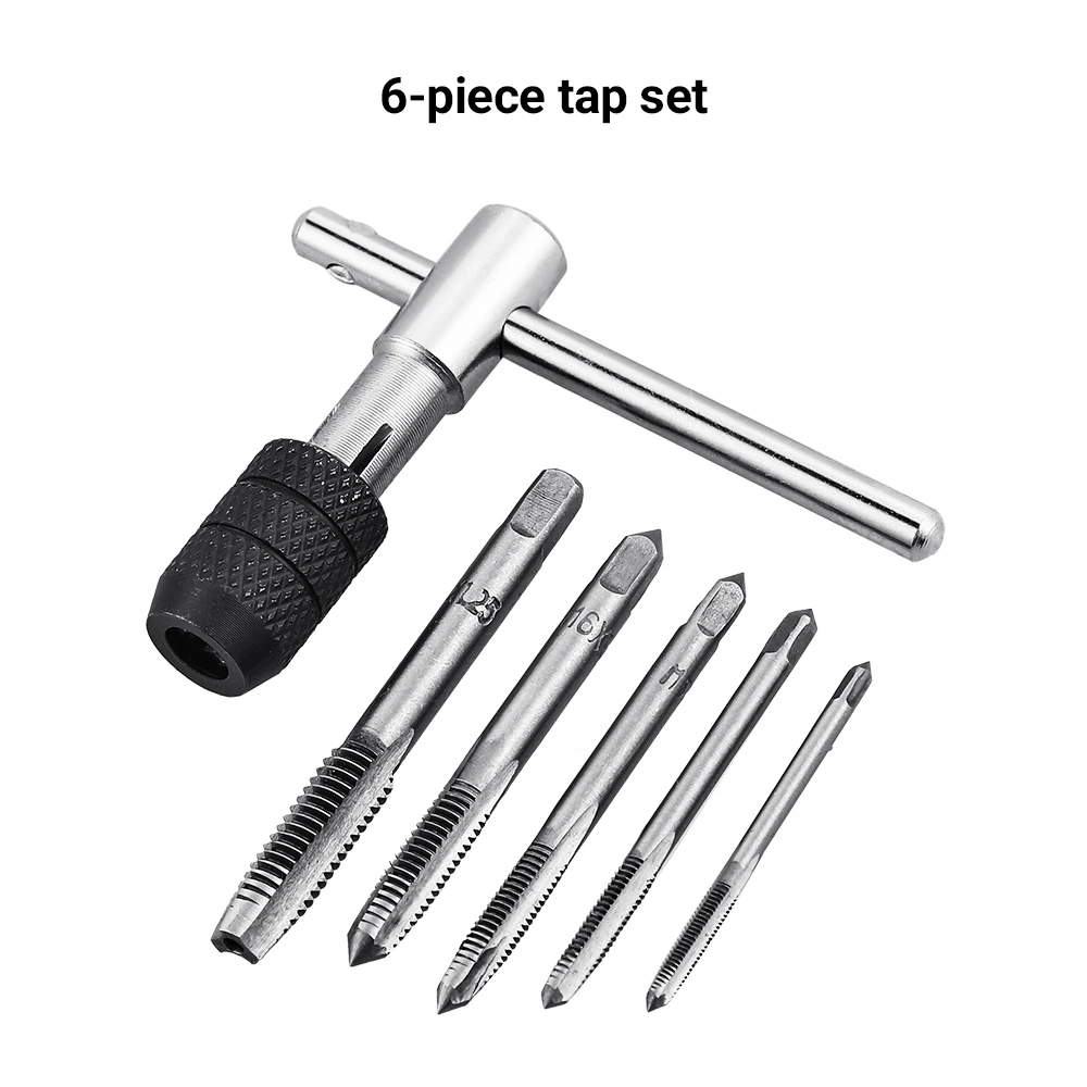 5/ 6PCS/Set Tap Drill Wrench Tapping Threading Tool M3-M8 Screwdriver Tap Holder Hand Tool Thread Metric Plug Tap Screw Taps