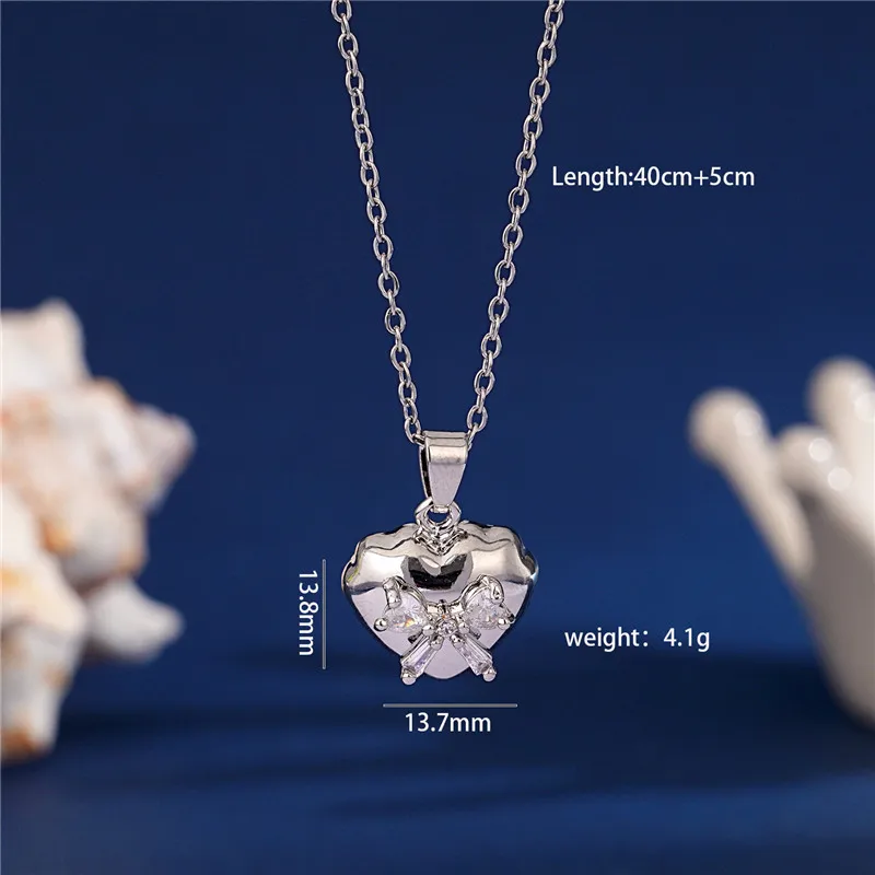 Light Luxury Locket Wing Heart Pendant Necklace Stainless Steel Chain Fashion Geometric Choker Jewelry Gifts For Women Girls