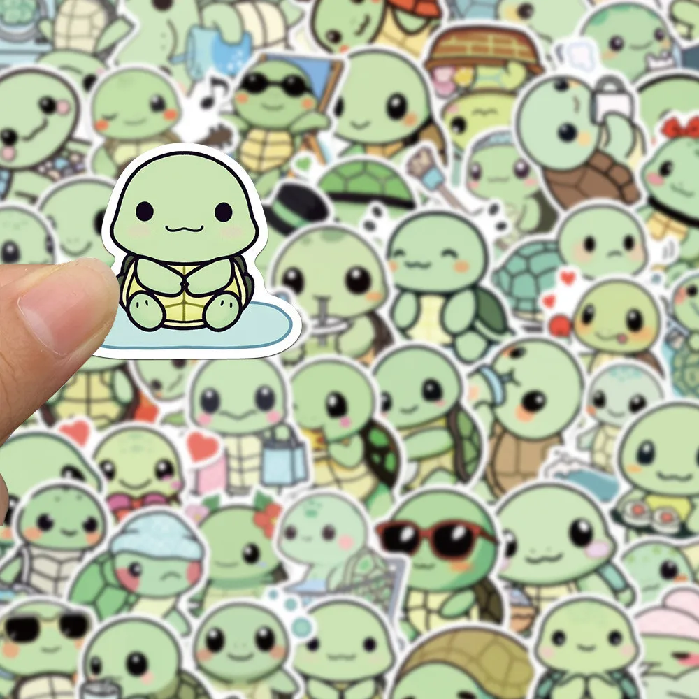 50PCS Simple Turtle Waterproof Graffiti Stickers for Helmet Bicycle Hand Account Pencil Case Decals Golden Memory Stickers Store view 5