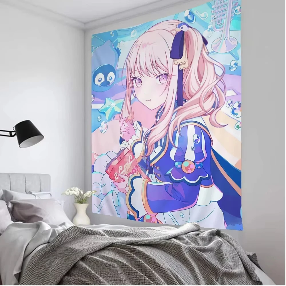 Kawaii Japanese Tapestry Akiyama Mizuki Wall Hanging Bohemian Tapestry Cute Core Room Decoration Aesthetic Home Decoration Items