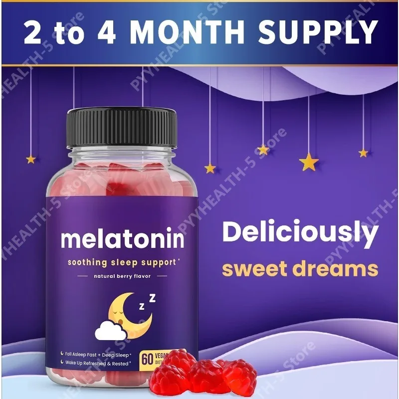 

Мелатониновые жевательные конфеты для детей и взрослых, веганские, со вкусом ягод, добавка мелатонина для детей в форме жевательных конфет | Жевательные конфеты Sleeping 60 Gummies