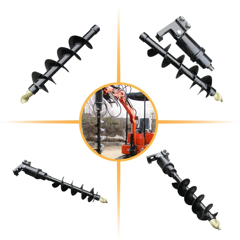 Mini Excavator Auger Attachment ，Diameter Hydraulic Drill Bit for 1 Ton Machines, Suitable for Clay and Rocky Soil