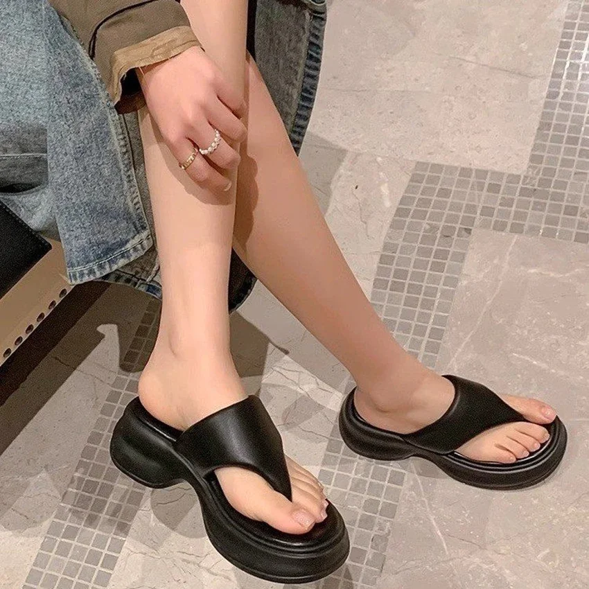 New Ladies Wedges High Heels Flip Flops Fashion Platform Summer women's Slippers Casual Slides Shoes Woman