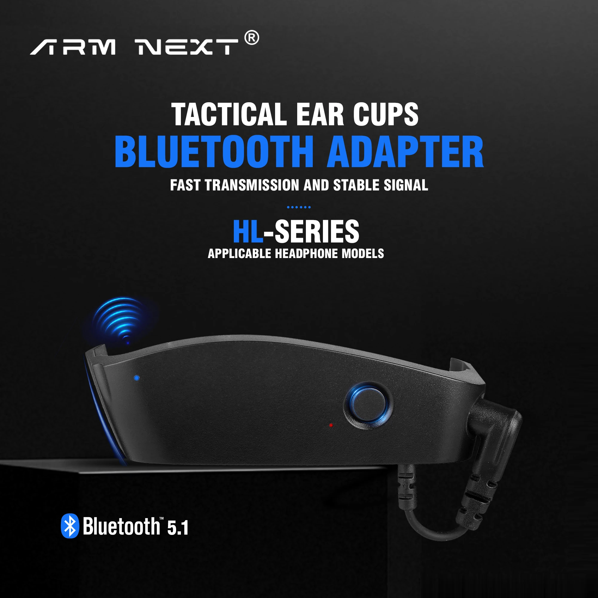 HL Bluetooth Adapter Design for W series electronic shooting earmuffs Convert wire earmuff to wireless one