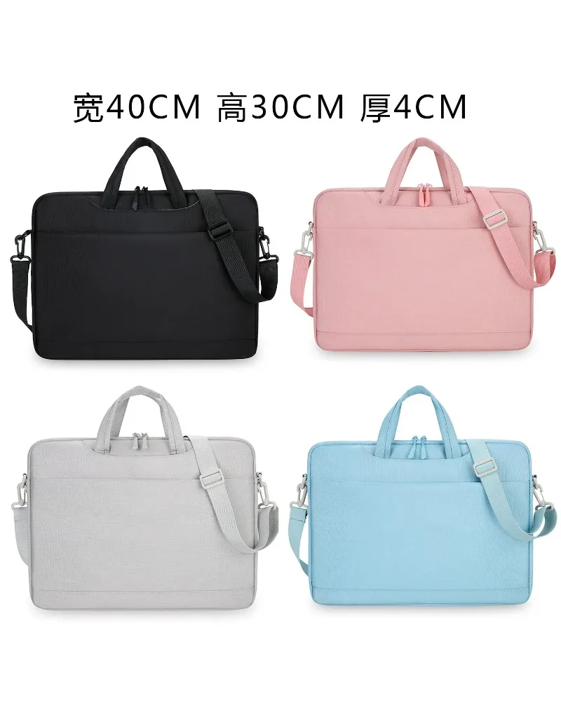 

Black Laptop Briefcase 13 14 15.6 Inch Notebook Bag With Adjustable Shoulder Strap Oxford Cloth Water Resistant Handbag