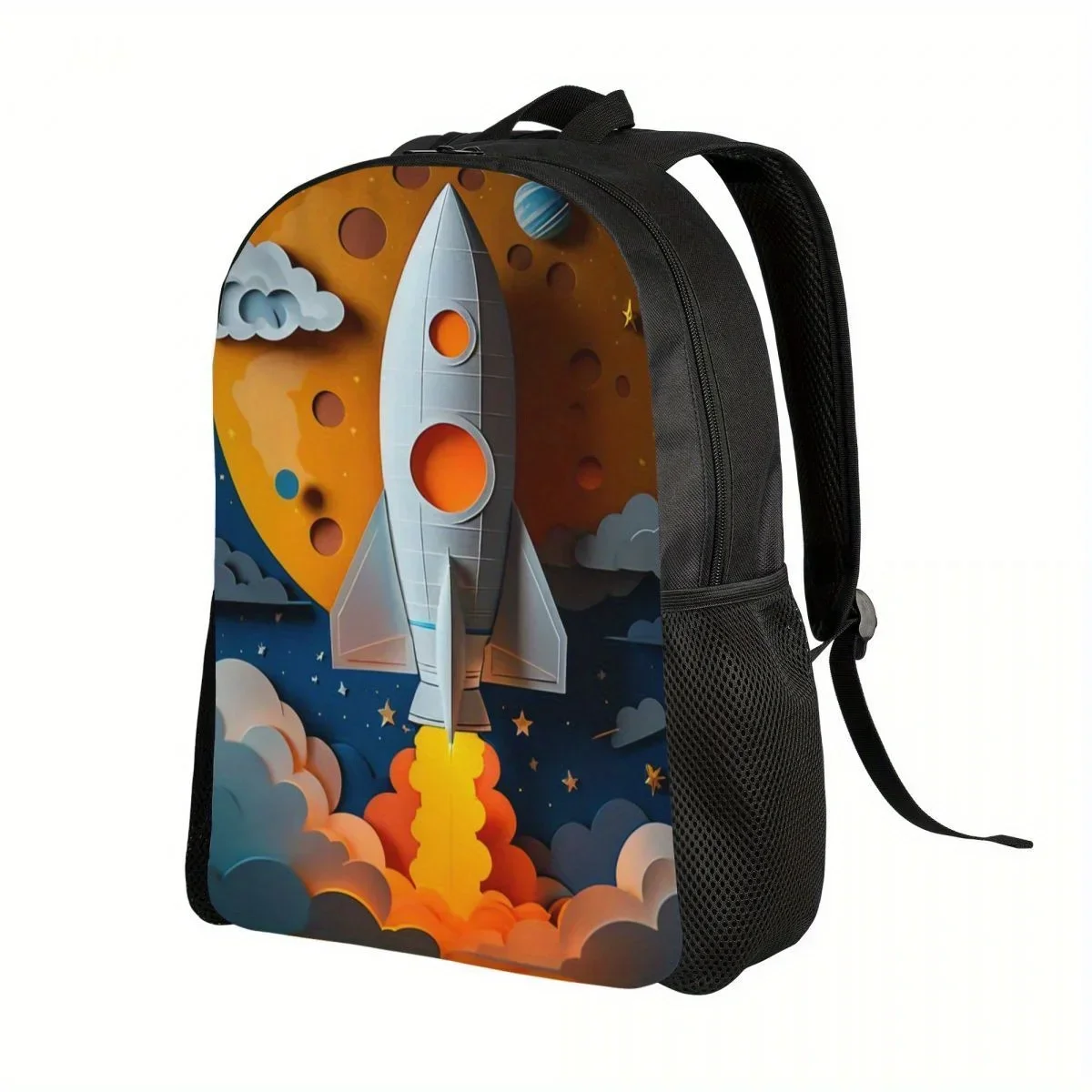 Custom Bag Lightweight Rocket Launch Backpack - Large Capacity, Adjustable Straps, Zip Closure, Cute Printed Design For School,