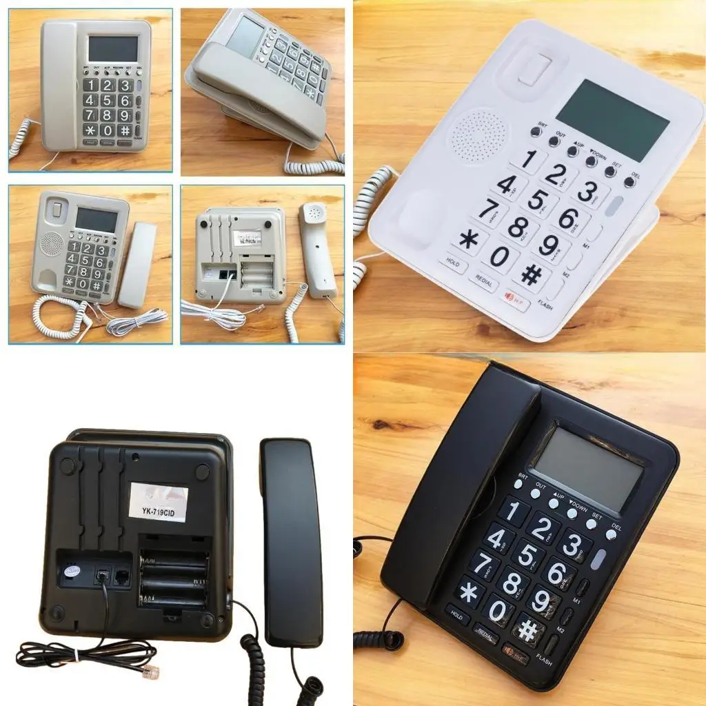 652F Desktop Corded Telephone Home Fixed Phone Landline Telephone Big Buttons Speakerphone Caller Identification LCD Backlit