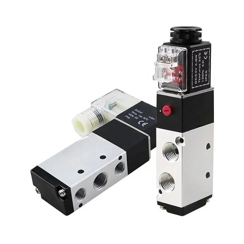 4V Series Pneumatic Solenoid Valve 5/2 Way & 5/3 Way DC12V DC24V AC24V AC36V AC110V AC220V AC380V Pneumatic Control Valve