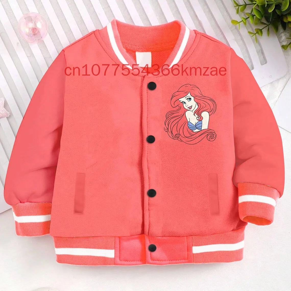 New Disney princess Ariel  Kids and Youth Baseball Jacket 3D Print Spring and Autumn Cartoon Streetwear Harajuku Jacket Coat