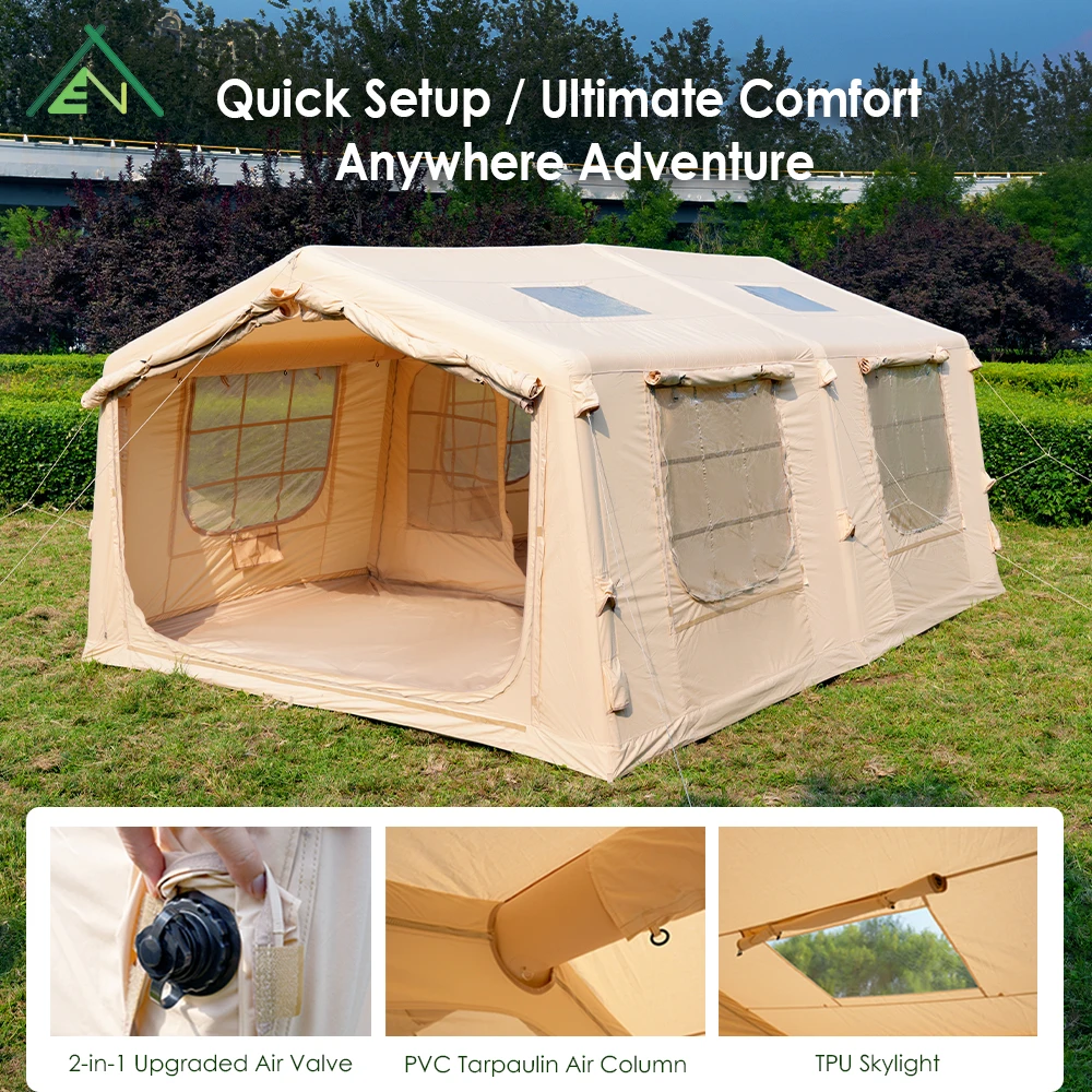 17.28 Luxury Cotton Canvas Inflatable Air Tent 5-6 Person Large Waterproof Four-Season Glamping One Bedroom Living