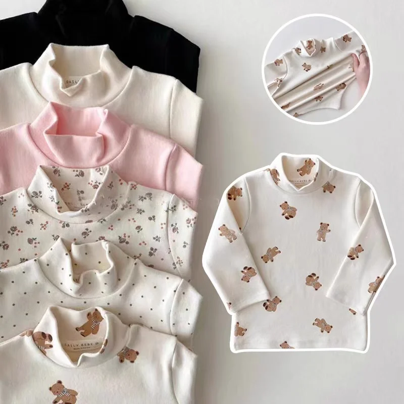 

Middle Small Children Autumn Winter Boys Girls High Neck Long Sleeve Top T-Shirt Baby Fashion Bottoming Shirt