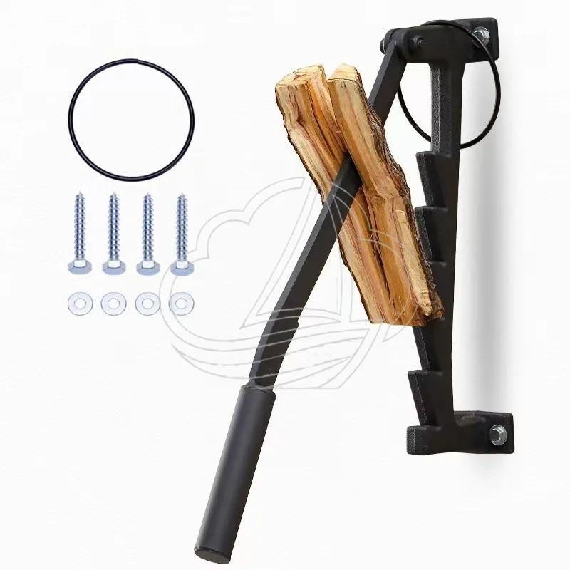 Wall Mounted Kindling Splitter with Labor-saving Handle Manual Firewood Log Splitter view 2