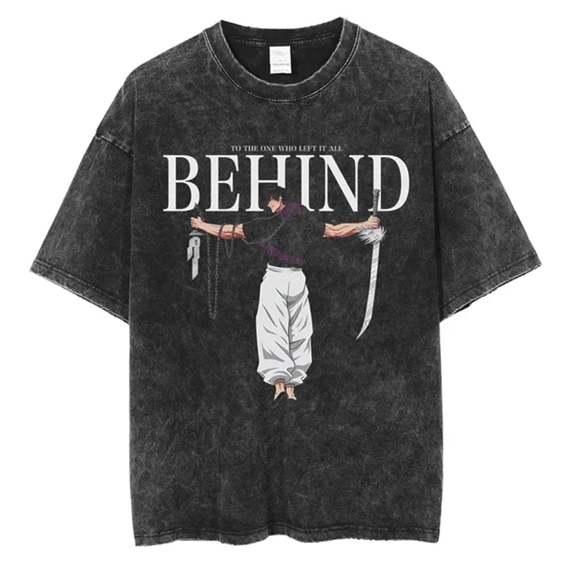 

Jujutsu Kaisen 2026 Summer Vintage Washed Cotton T Shirt Oversized Streetwear Toji Fushiguro To The One Who Left It All Behind