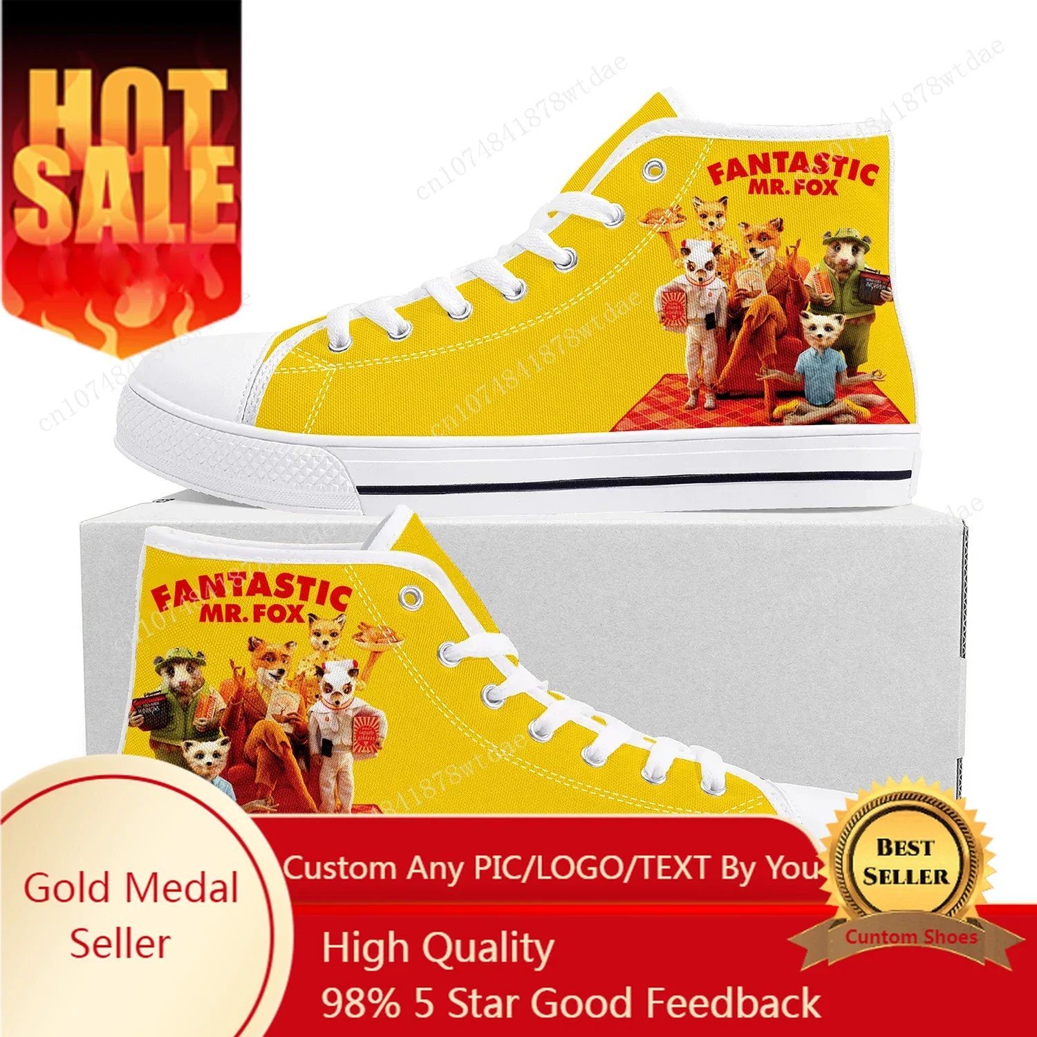 

Fantastic Mr Fox High Top Sneakers Mens Womens Teenager High Quality Canvas Sneaker Anime Comics Manga Couple Customized Shoes