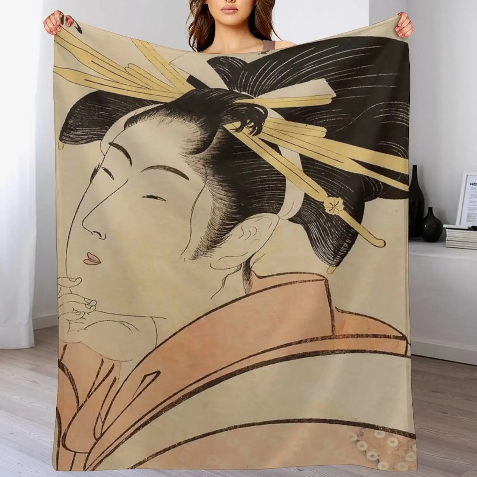 

Kitagawa Utamaro Throw Blanket Cozy Home Blanket Gift for Christmas Holiday