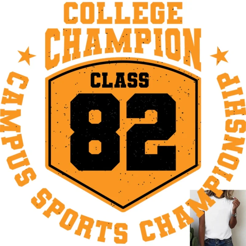 Vintage College Style CLASS 82 Number Heat Transfer White Ink Iron - on Patch, Suitable for T - shirts, Canvas Bags, Clothing,