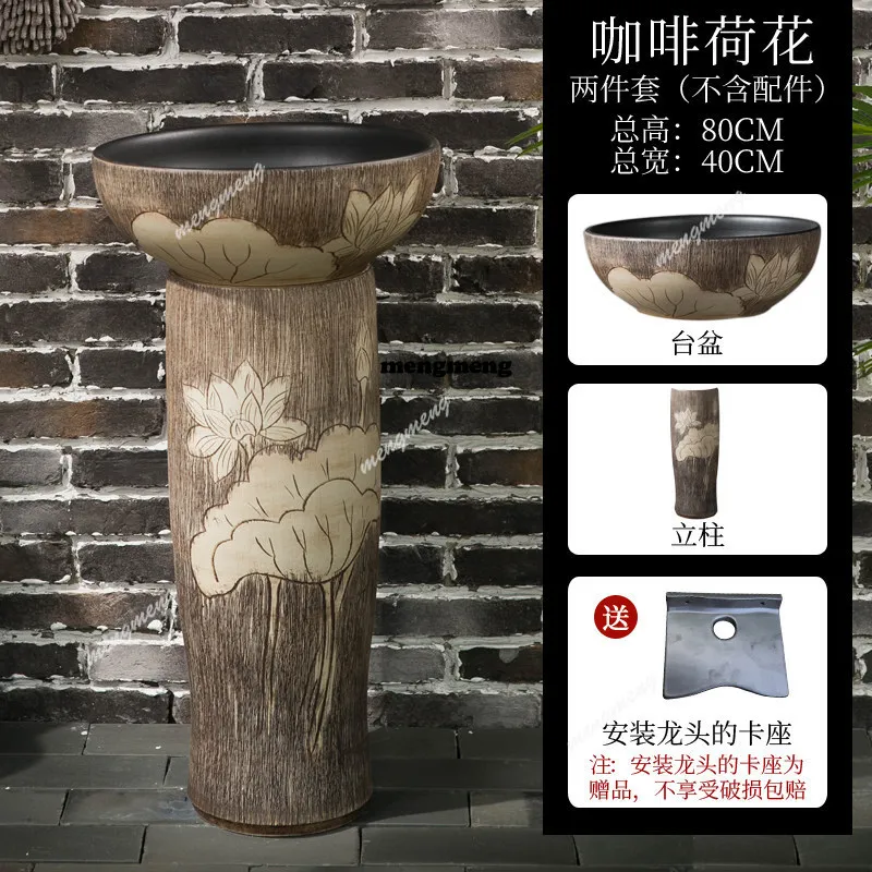 Balkon binnenplaats kolomwastafel geïntegreerde wastafel van vloer tot plafond, keramische wastafel voor buiten