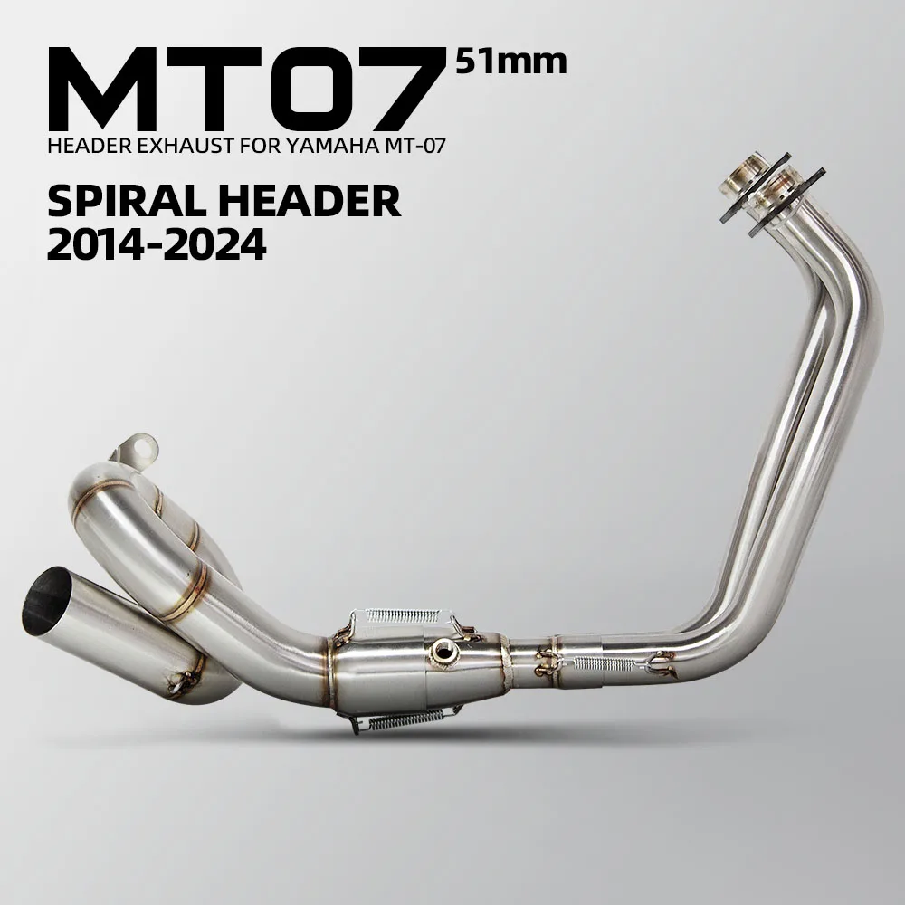 

Motorcycle Exhaust Modify Manifold Stainless Escape Racing Line 51MM Rotate Header Pipe For Yamaha MT07 FZ07 XSR700 2014-2024