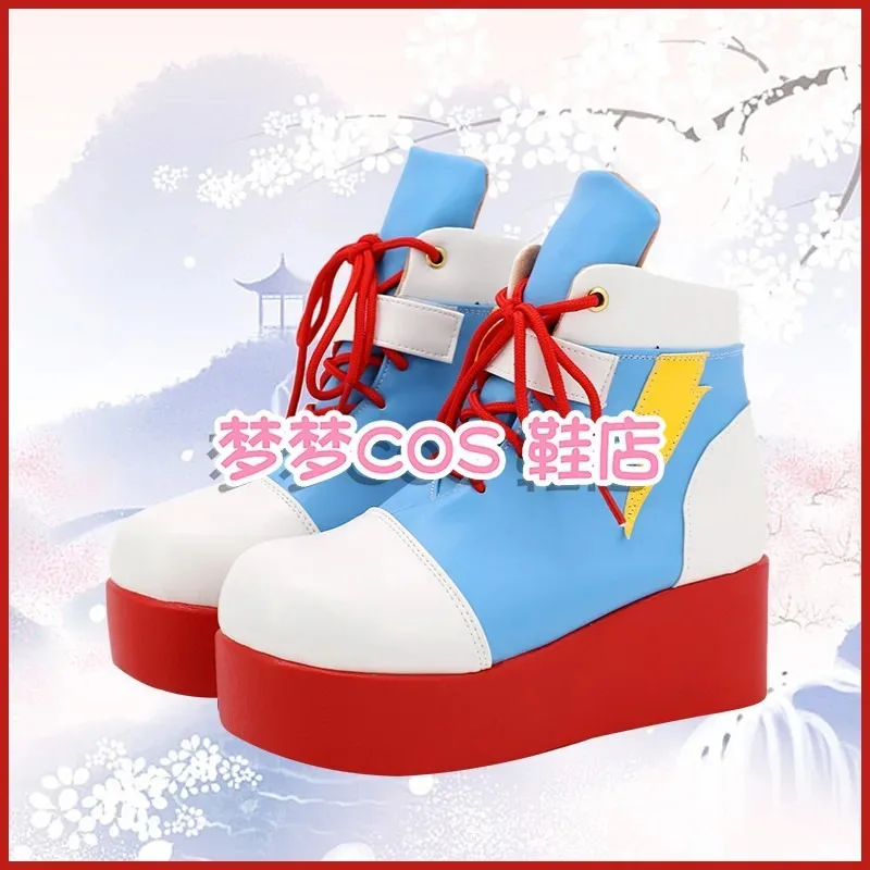 Sepatu kostum Cosplay Rainbow Dash gadis Equestria sepatu bot kulit imitasi buatan tangan