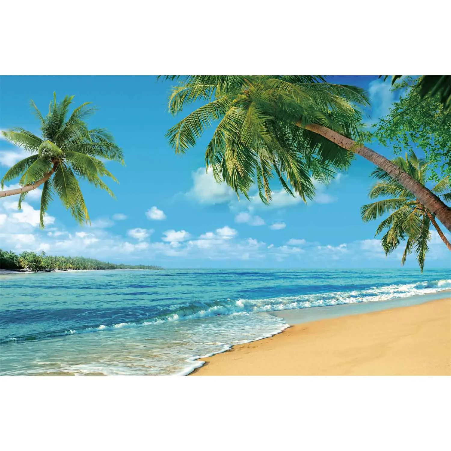 Blue Ocean Beach Backdrop Tropical Summer Photography Background Sunset Seaside Palm Tree Wave Sand Photobooth Photozone Props