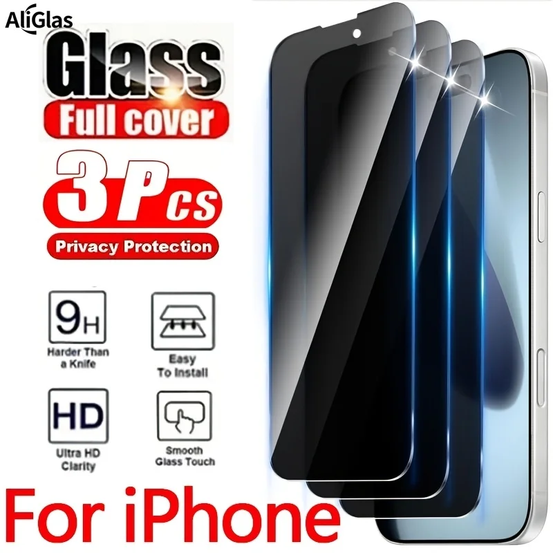 3er-Pack Sichtschutzfolie für iPhone 11 12 13 14 15 16 17 Pro Max gehärtetes Glas für iPhone 16 15Plus 16E Air XR XS Glas